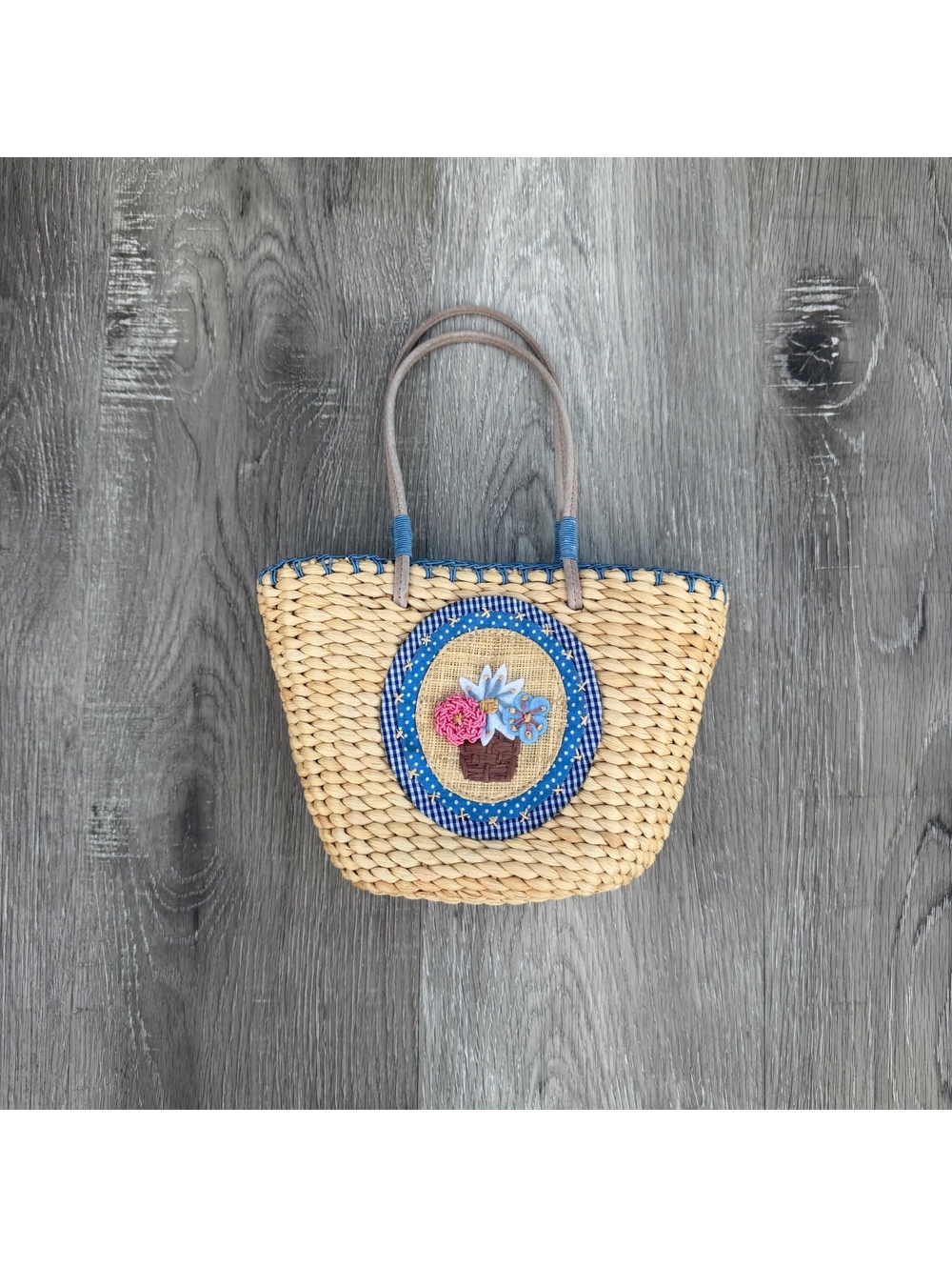 Vintage Cherokee straw mini tote bag